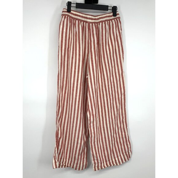 Rachel Zoe Pants 100% Linen Red Stripe Wide Leg Pull On - Picture 6 of 8